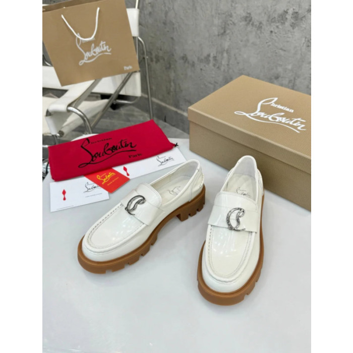 Christian Louboutin White Patent Leather Chunky Loafer