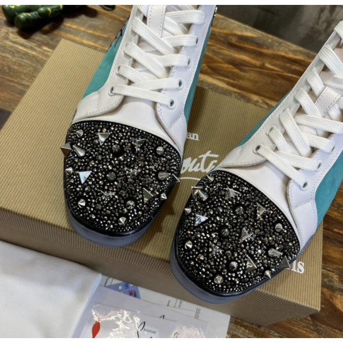 Christian Louboutin Multicolor Mixed‑Media Spiked High‑Top Sneakers