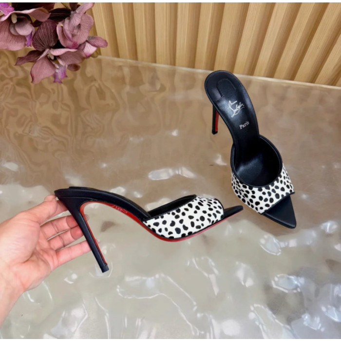 Christian Louboutin Dalmatian Print Pony Hair 100mm Stiletto Heel Mules