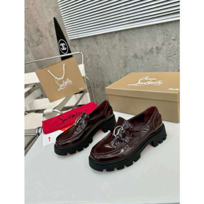 Christian Louboutin Burgundy Patent Leather Chunky Loafer