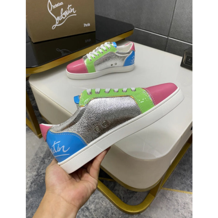 Christian Louboutin Multicolor Color‑Block Metallic Low‑Top Sneakers
