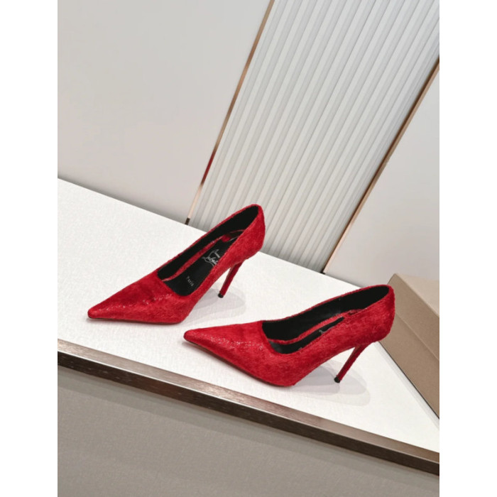 Christian Louboutin Red Glitter Velour 120mm Stiletto Heel So Kate Pumps