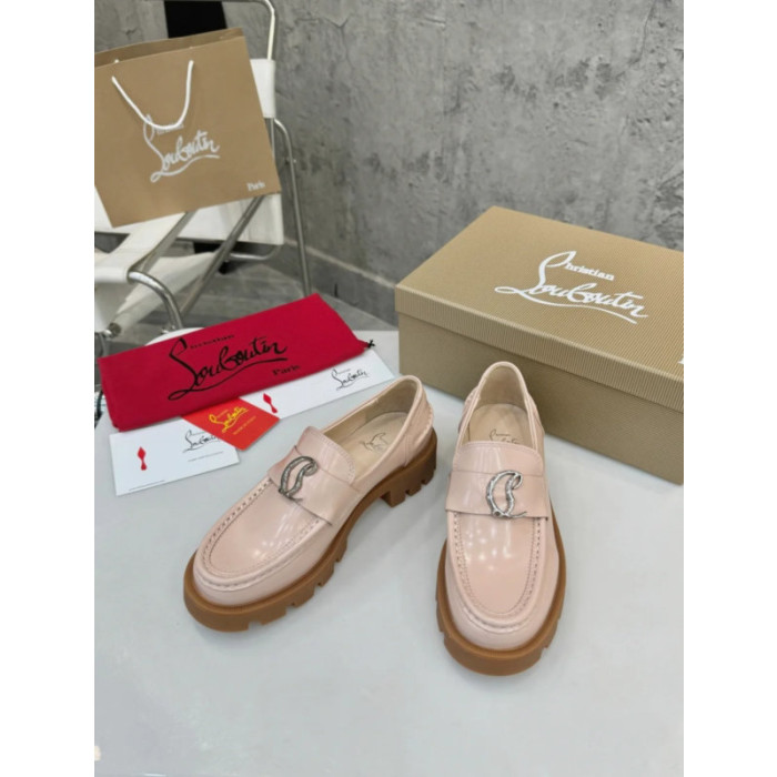 Christian Louboutin Light Pink Patent Leather Chunky Loafer