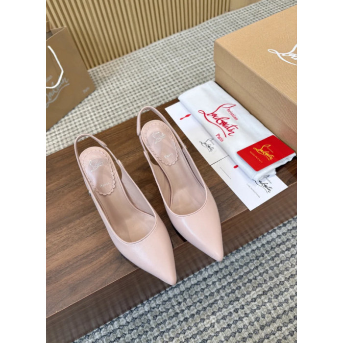 Christian Louboutin Blush Nude Leather 85mm Pointed Toe Slingback Pumps