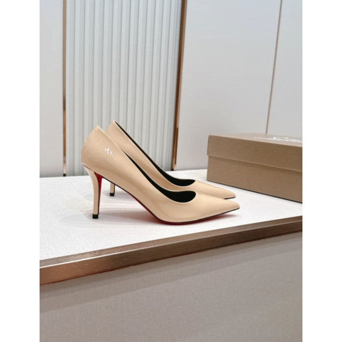 Christian Louboutin Nude Patent Leather 85mm Stiletto Heel Pointed‑Toe Pumps