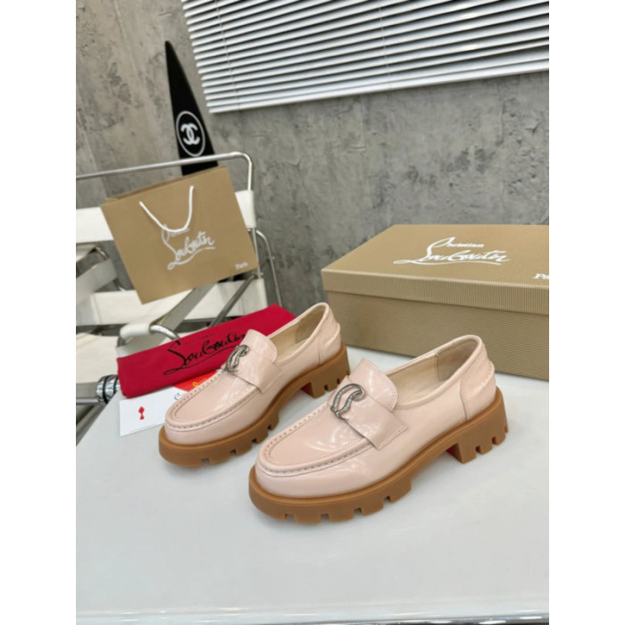 Christian Louboutin Light Pink Patent Leather Chunky Loafer
