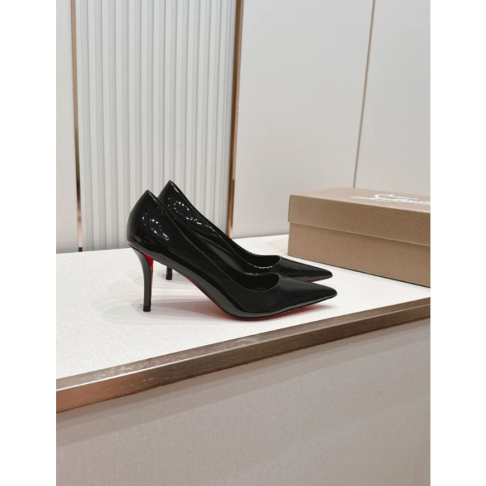 Christian Louboutin Black Patent Leather 85mm Stiletto Heel Pointed‑Toe Pumps
