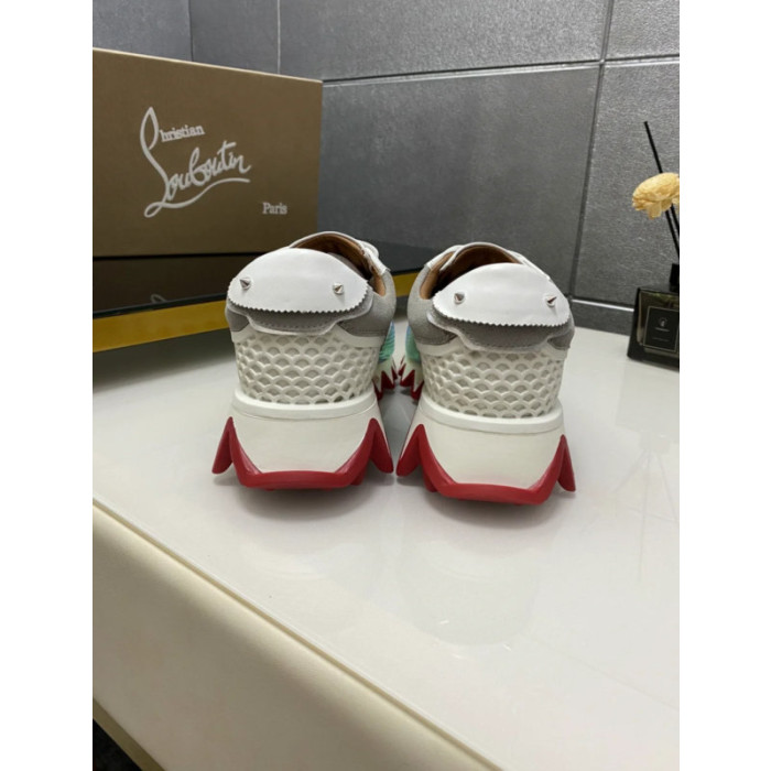 Christian Louboutin Holographic‑Toe Shark Tooth Sole Low‑Top Sneakers