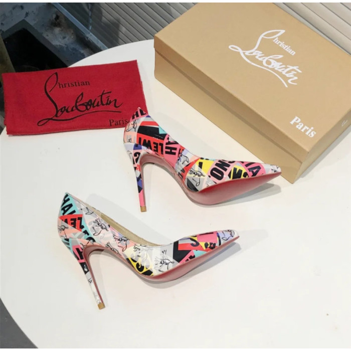 Christian Louboutin Graffiti‑Print Pointed Toe 100mm Stiletto heel Pumps