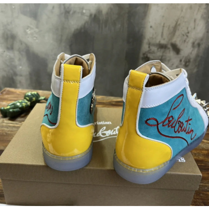 Christian Louboutin Multicolor Mixed‑Media Spiked High‑Top Sneakers
