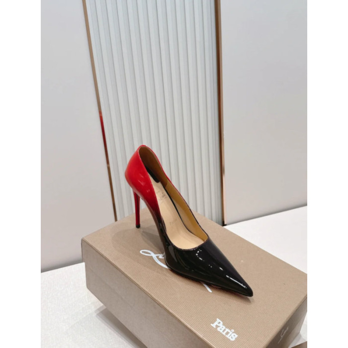 Christian Louboutin Black‑Red Gradient Patent 100mm Stiletto Heel Pointed‑Toe Pumps