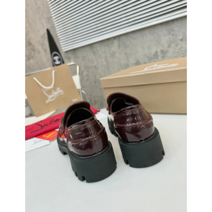 Christian Louboutin Burgundy Patent Leather Chunky Loafer