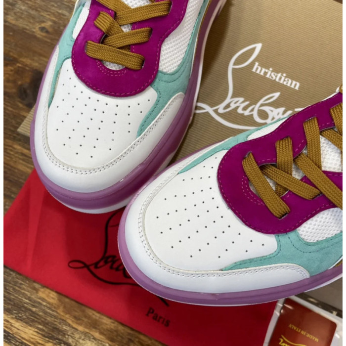 Christian Louboutin Multicolor Patchwork Spiked Low‑Top Sneakers