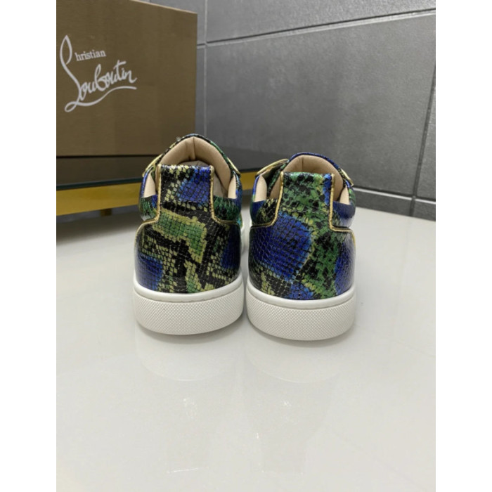 Christian Louboutin Multicolor Crystal Snake‑Print Lace‑Up Casual Sneakers
