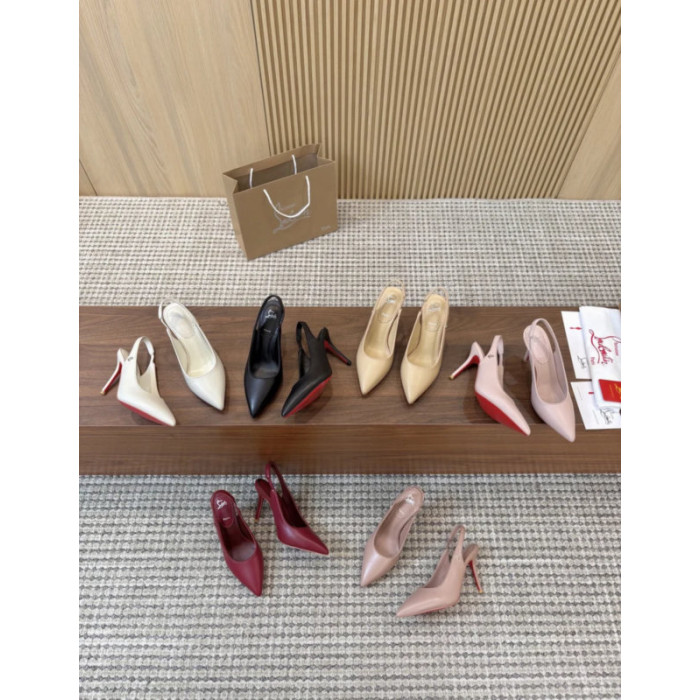 Christian Louboutin Blush Nude Leather 85mm Pointed Toe Slingback Pumps