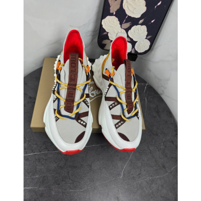 Christian Louboutin Multicolor Bubble‑Sole Lace‑Up Chunky Sneakers Red Lining