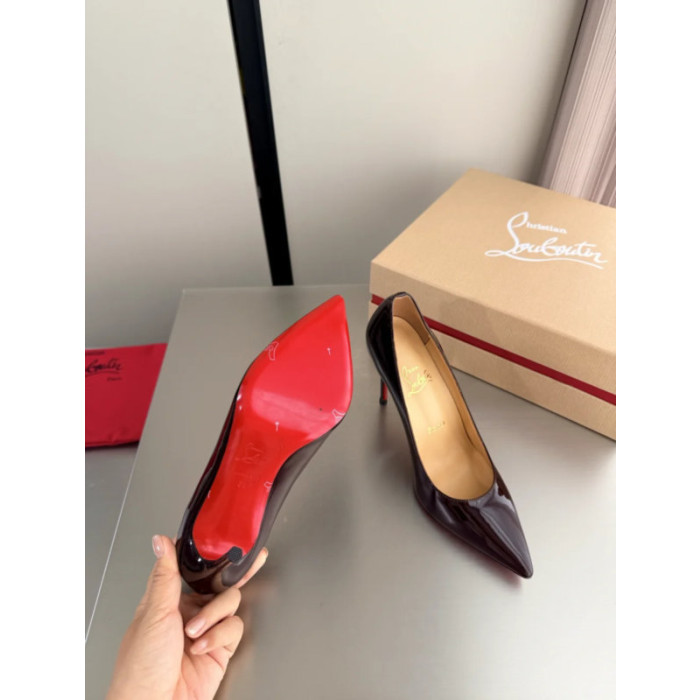 Christian Louboutin Burgundy Patent Leather 100mm Stiletto Heel Kate Pumps