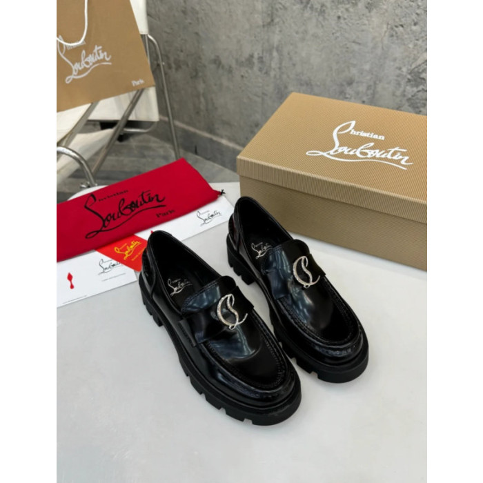 Christian Louboutin Black Patent Leather Chunky Loafer