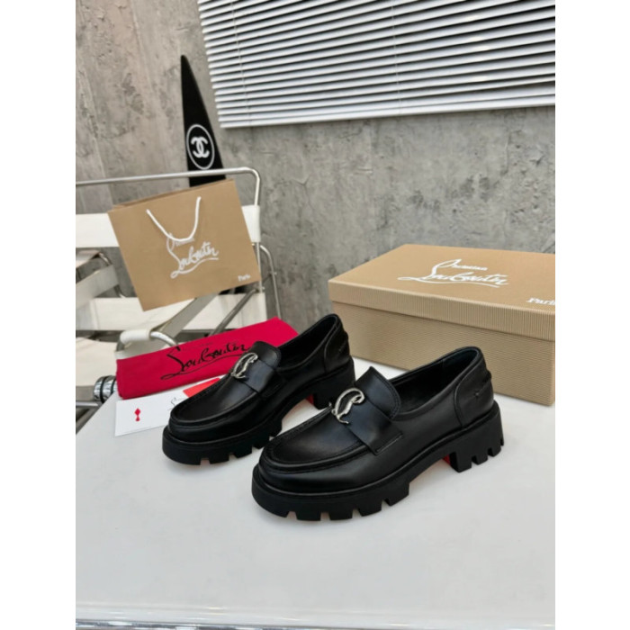 Christian Louboutin Black Leather Chunky Loafer