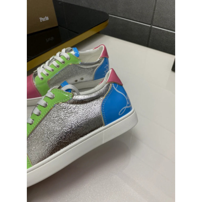 Christian Louboutin Multicolor Color‑Block Metallic Low‑Top Sneakers