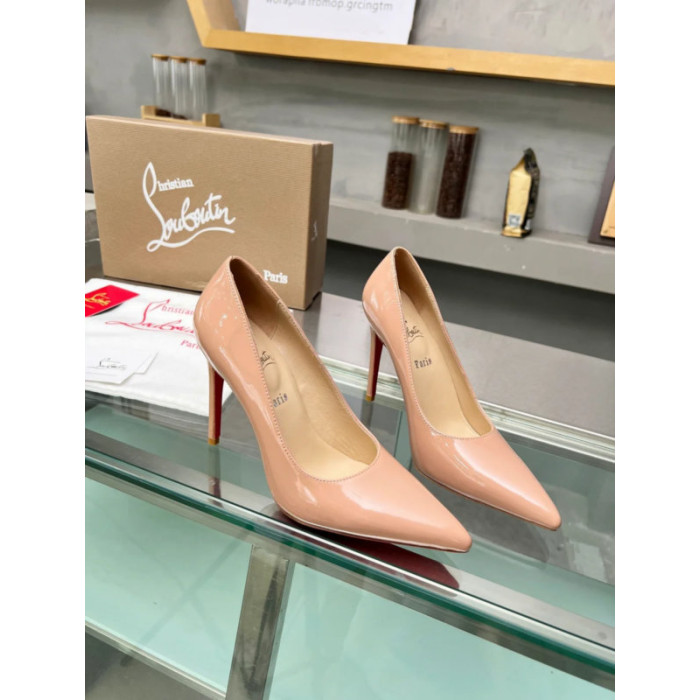 Christian Louboutin Nude Patent Leather Pointed‑Toe 120mm High Heel Pumps