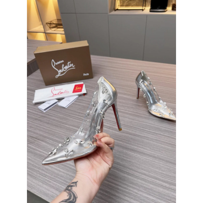 Christian Louboutin Clear PVC Crystal‑Embellished 100mm Stiletto heel Pumps