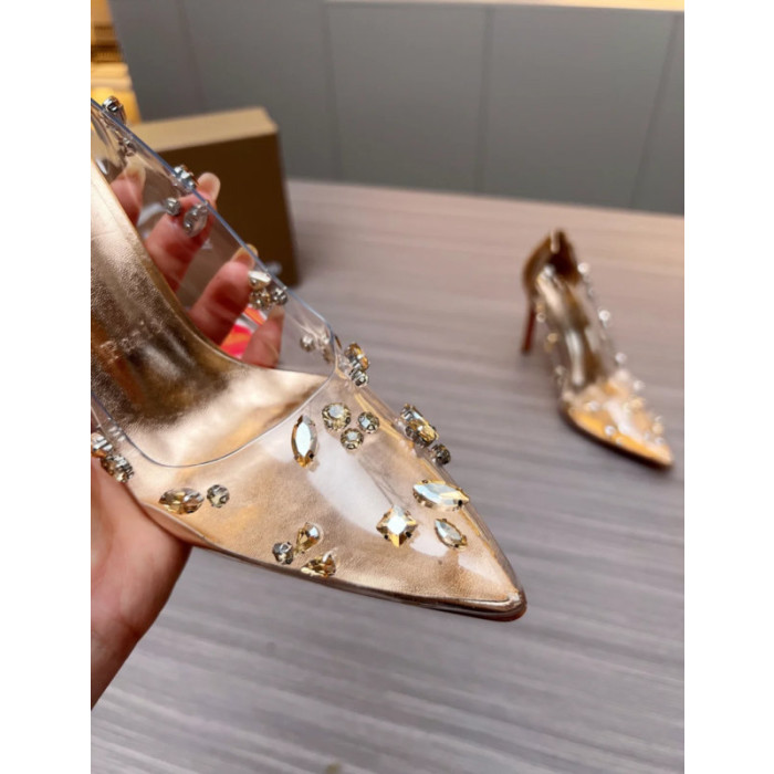 Christian Louboutin Clear PVC Golden Crystal‑Set 100mm Stiletto heel Pumps