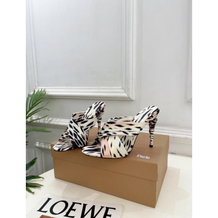 Christian Louboutin Leopard‑Print Satin Twist‑Strap Mule High‑Heel Sandals