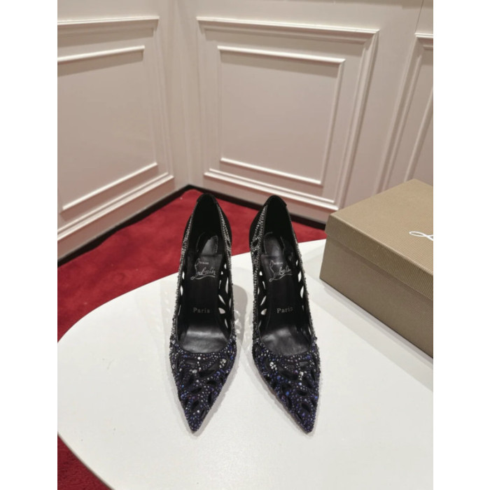 Christian Louboutin Black Suede Crystal Cut‑Out 120mm Stiletto Heel So Kate Pumps
