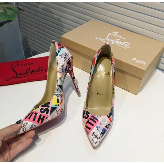 Christian Louboutin Graffiti‑Print Pointed Toe 100mm Stiletto heel Pumps