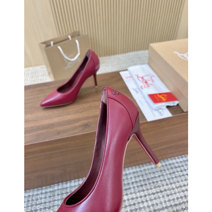 Christian Louboutin Burgundy Leather 85mm Sporty Kate Pointed Toe Pumps