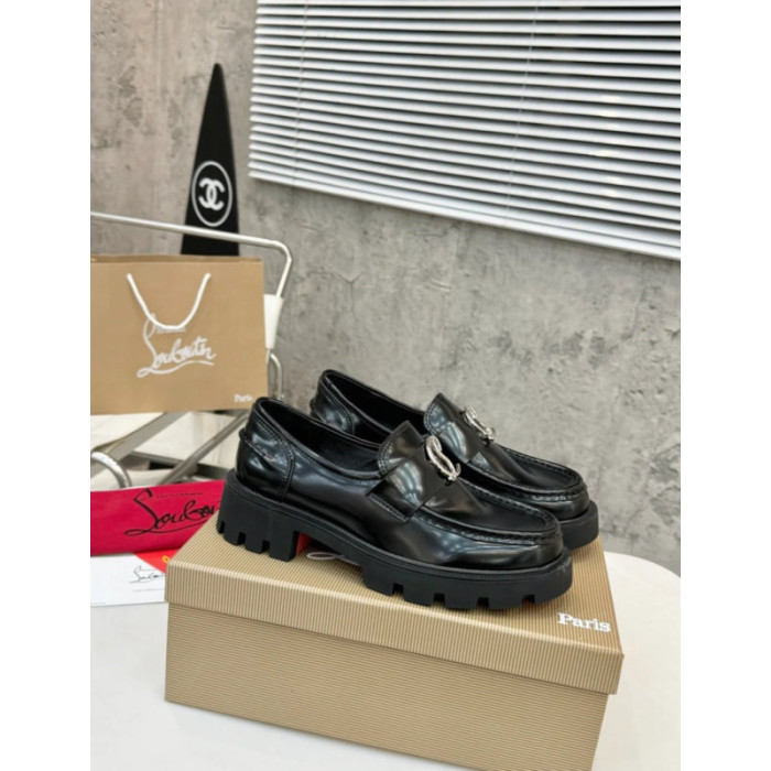 Christian Louboutin Black Patent Leather Chunky Loafer