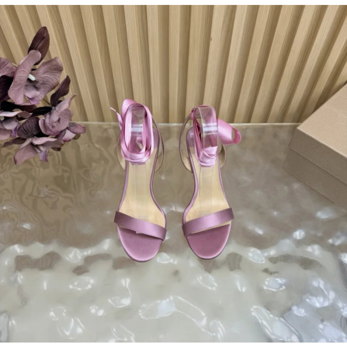 Christian Louboutin Dusty Rose Satin 100mm Ankle‑Wrap Tie Stiletto Sandals