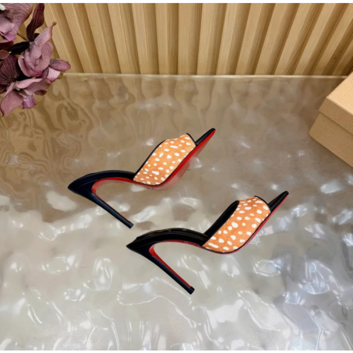 Christian Louboutin Fawn‑Spot Pony Hair 100mm Stiletto Heel Mules