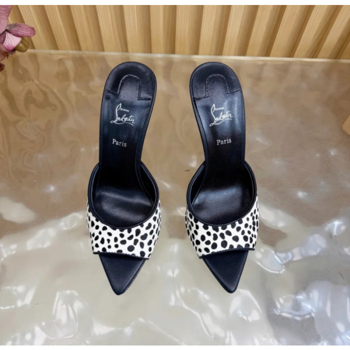 Christian Louboutin Dalmatian Print Pony Hair 100mm Stiletto Heel Mules