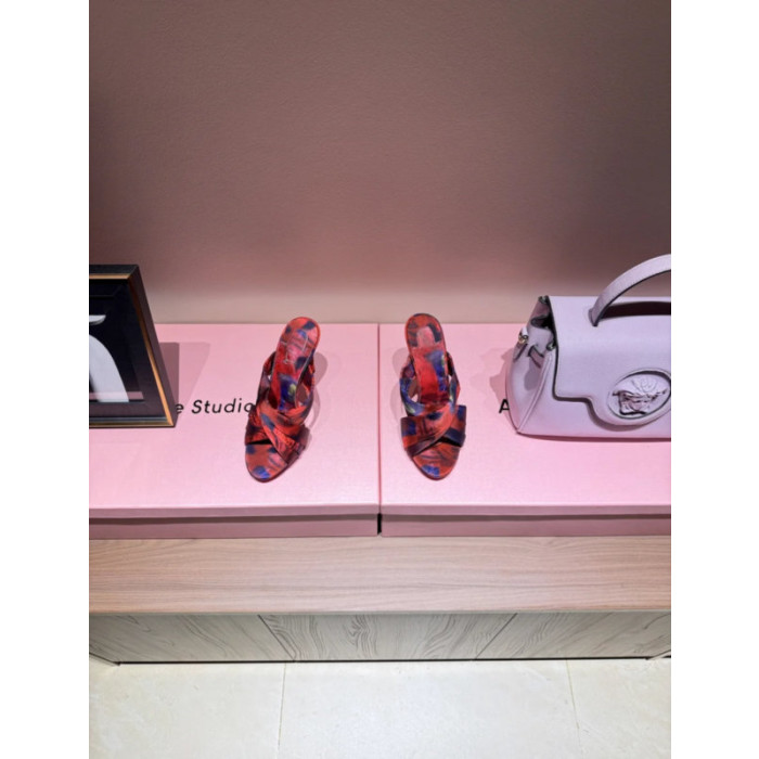 Christian Louboutin Marbled Satin 100mm heel Draped Mule High‑Heel Sandals