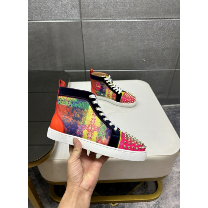 Christian Louboutin Multicolor Tie‑Dye Print Spiked High‑Top Sneakers