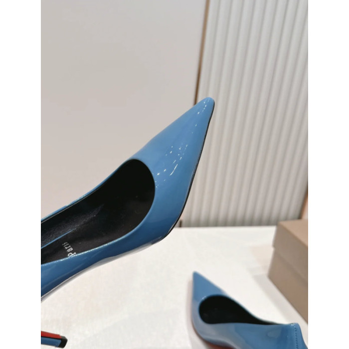 Christian Louboutin Sky Blue Patent Leather 85mm Stiletto Heel Pointed‑Toe Pumps