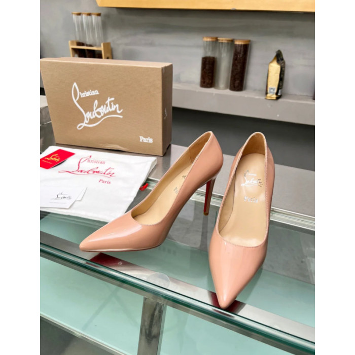 Christian Louboutin Nude Patent Leather Pointed‑Toe 120mm High Heel Pumps