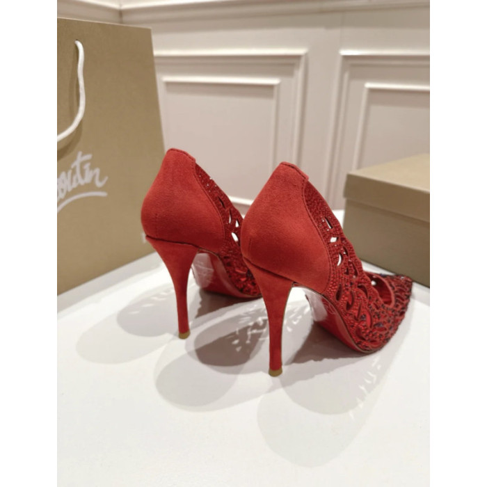 Christian Louboutin Black Suede Multi‑Crystal Cut‑Out 120mm Stiletto Heel So Kate Pumps