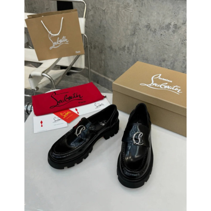 Christian Louboutin Black Patent Leather Chunky Loafer