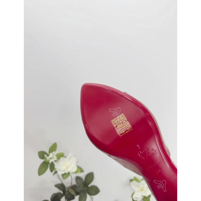 Christian Louboutin Nude Patent 70mm Peep‑Toe Heel Mule Sandals
