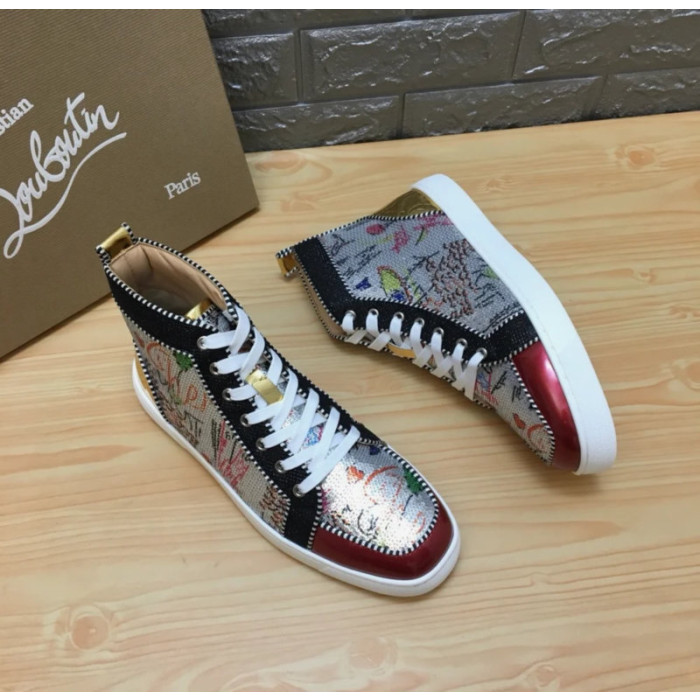 Christian Louboutin Graffiti Print 20mm High‑Top Men’s Sneakers