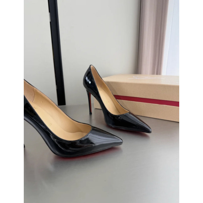 Christian Louboutin Black Patent Leather 100mm Stiletto Heel Kate Pumps