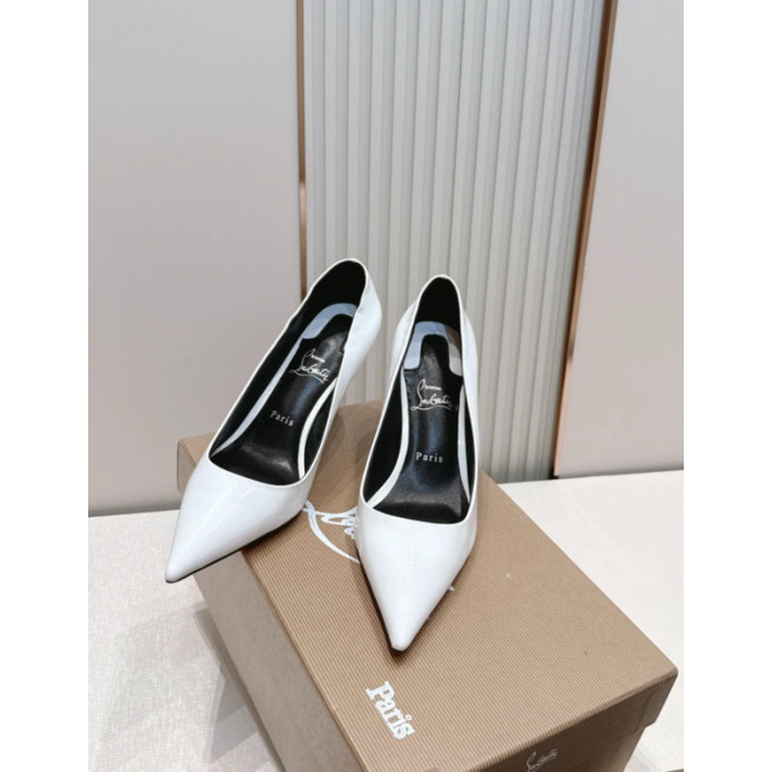 Christian Louboutin White Patent Leather 85mm Stiletto Heel Pointed‑Toe Pumps
