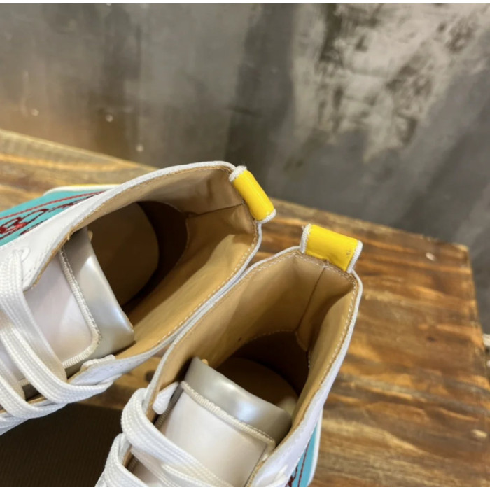 Christian Louboutin Multicolor Mixed‑Media Spiked High‑Top Sneakers