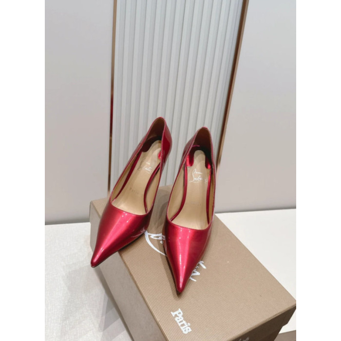 Christian Louboutin Red Metallic Patent Leather 100mm Stiletto Heel Kate Pumps