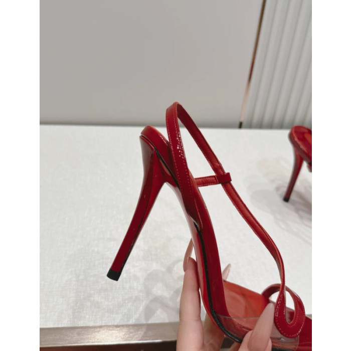 Christian Louboutin Red Patent Leather 100mm Stiletto Heel Slingback Sandals