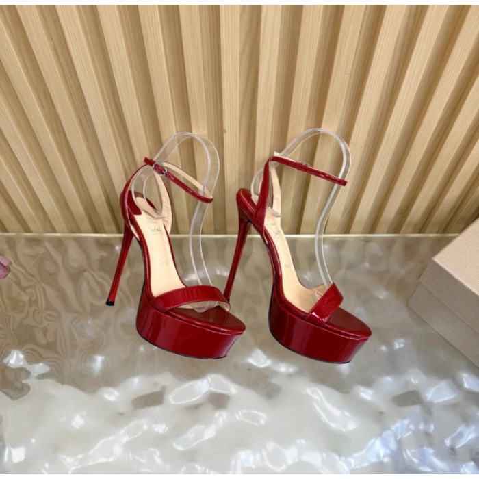 Christian Louboutin Red Patent 150mm Platform Ankle‑Strap Heel Sandals