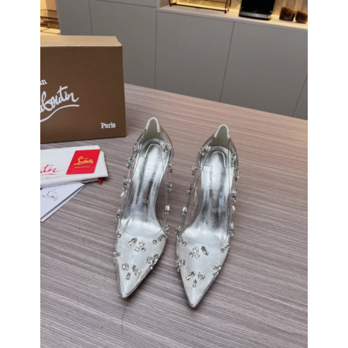 Christian Louboutin Clear PVC Crystal‑Embellished 100mm Stiletto heel Pumps